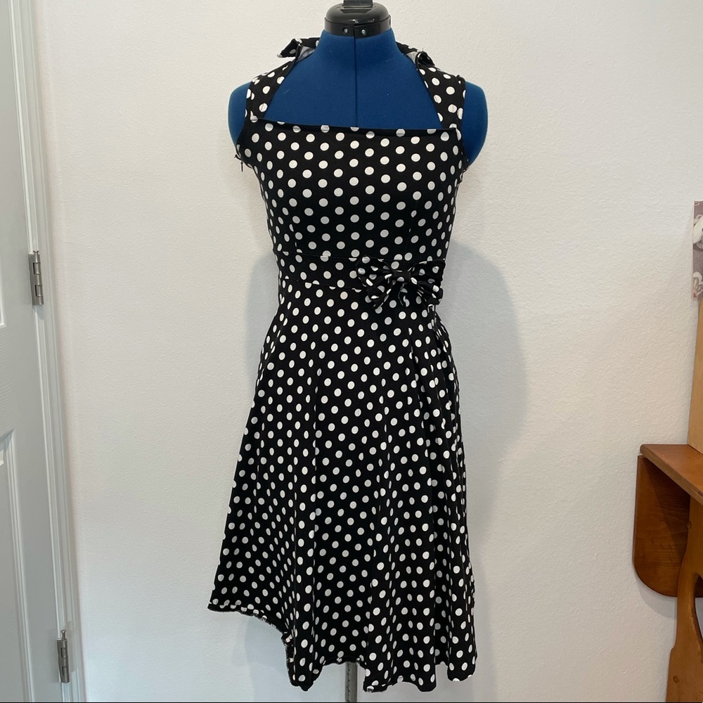 Black and white polka dot pin-up dress